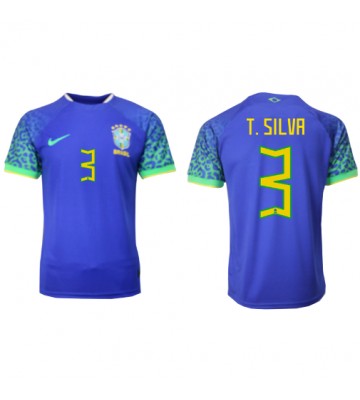 Brasilien Thiago Silva #3 Bortatröja VM 2022 Korta ärmar